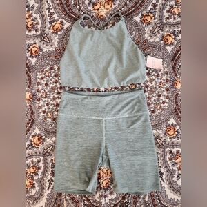 Victoria's Secret Sage Biker Shorts & Bra Set — Size Large